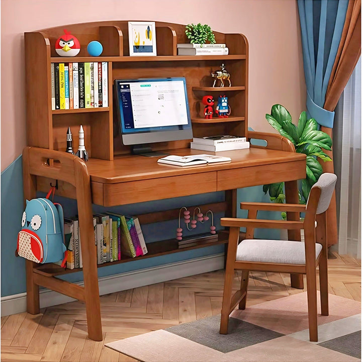 Luxury Mehgoni Wood Reading Table Chair Set for Comfortable Study-IEST01